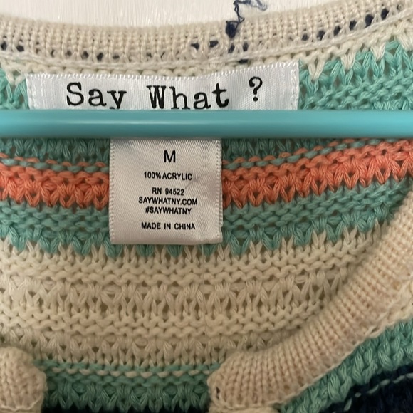 NWT Say What? Crochet Swimsuit Beach Cover Up V Neck Dress - Picture 3 of 6